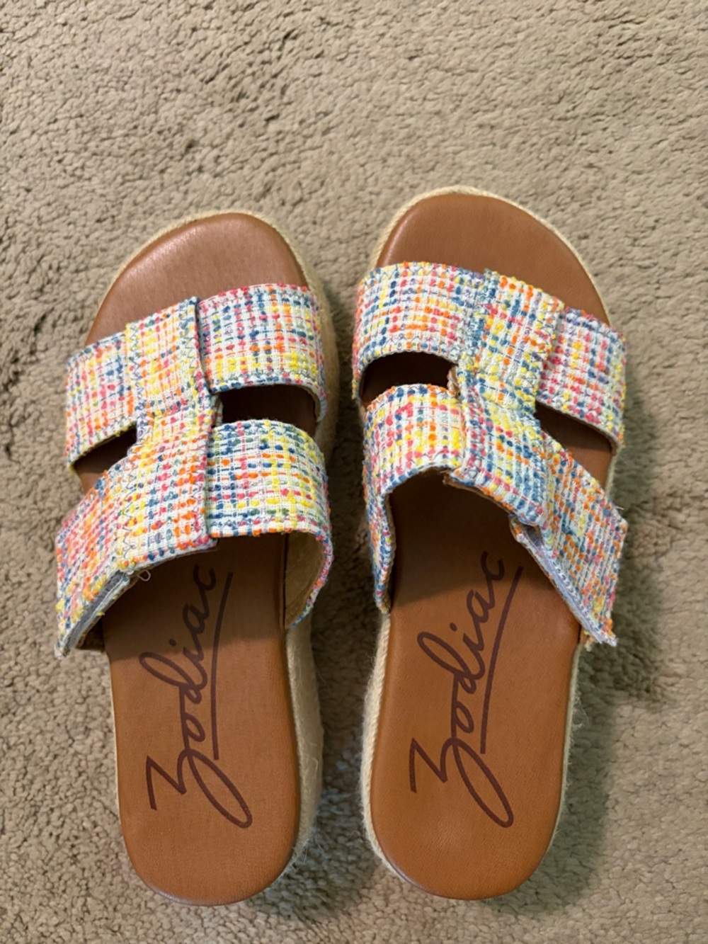 Zodiac Multicolor Tweed Dual-Strap Slide Sandals - Women
